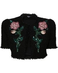 Balmain - Floral-embroidered Tweed Jacket - Lyst