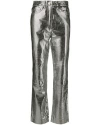 Remain - Striped Straight-Leg Leather Trousers - Lyst