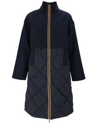 K-Way - Quilted Wool-Blend Parka Coat - Lyst