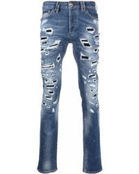 Philipp Plein - Gerade Jeans in Distressed-Optik - Lyst