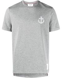 Thom Browne - Anchor-Embroidered Cotton T-Shirt - Lyst