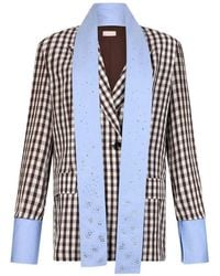 Liu Jo - Gingham-Check Double-Breasted Blazer - Lyst