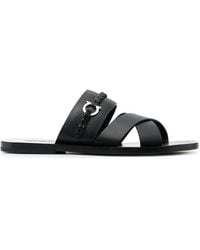 Ferragamo - Gancini-Embellished Leather Sandals - Lyst
