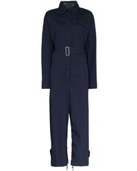 Moncler Belted Long-sleeve Jumpsuit - Blue