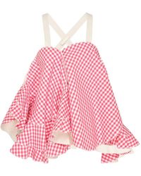 Comme des Garçons - Gingham-Check Ruffled Top - Lyst