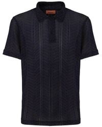Missoni - Viscose And Cotton Polo Shirt With Greek Key Motif - Lyst