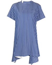 Sacai - Striped Short-sleeve Cotton Minidress - Lyst