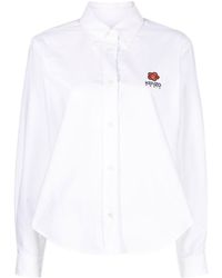 KENZO - Logo-print Button-down Cotton Shirt - Lyst