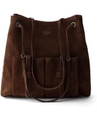 Prada - Route Large Suede Bag - Lyst