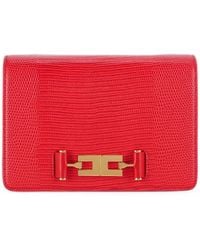 Elisabetta Franchi - Lizard-Effect Logo-Plaque Clutch Bag - Lyst