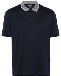 Giorgio Armani - Contrastring-collar Cotton Polo Shirt - Lyst