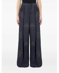Liu Jo - Pantalon Palazzo À Fines Rayures Et Ornements De Perles - Lyst