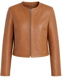 Theory - Crop Collarless Zip-Up Jacket - Lyst