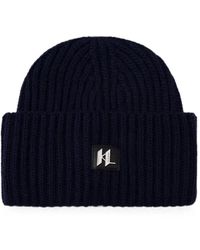 KARL LAGERFELD - Logo-Plaque Ribbed-Knit Beanie Hat - Lyst