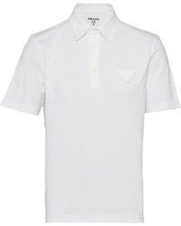 Prada - Logo-Patch Cotton Polo Shirt - Lyst
