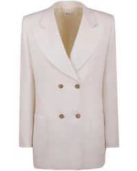 Bally - Double-Breasted Linen Blazer - Lyst
