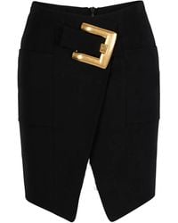 Balmain - Minifalda Grain De Poudre con cinturón - Lyst