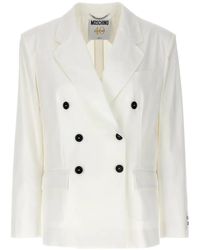 Moschino - Double-Breasted Cotton Blazer With Button Closure - Lyst
