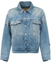MM6 by Maison Margiela - Washed Denim Jacket With Distressed Detailing - Lyst