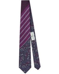 Etro - Gestreepte Zijden Stropdas Met Paisley-Print - Lyst