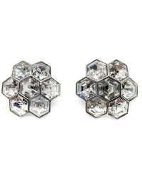 JENNIFER GIBSON JEWELLERY - Vintage Art Deco Inspired Hexagonal Crystal Floral Earrings 1980s - Lyst