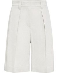 Brunello Cucinelli - Cotton-linen Bermuda Shorts - Lyst