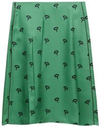 Marni - Silk Twill Midi Skirt With Floral Print - Lyst