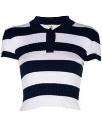 Denimist - Striped Ribbed-Knit Polo Top - Lyst