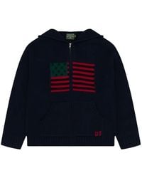DENIM TEARS - Flag Zip-Up Hooded Cardigan - Lyst