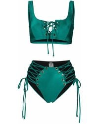Noire Swimwear - Lattice-Strap Metallic Bikini Set - Lyst