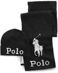 Polo Ralph Lauren - Ensemble Écharpe Et Bonnet En Jacquard À Motif Polo Pony Superposé - Lyst