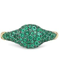 David Yurman - 18Kt Petite Pavé Emerald Pinky Ring (7Mm) - Lyst