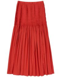 AURALEE - Pleated Tiered Maxi Skirt - Lyst