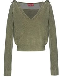 DIESEL - Draped V-Neck Cotton Sweater - Lyst