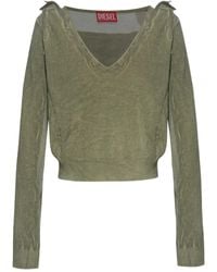DIESEL - Draped V-Neck Cotton Sweater - Lyst