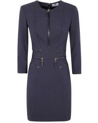 Elisabetta Franchi - Robe Zippée À Manches Trois Quarts - Lyst