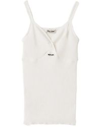 Miu Miu - Cotton Knitted Logo Tank Top - Lyst