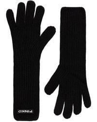 Pinko - Long Gloves With Logo Lettering - Lyst