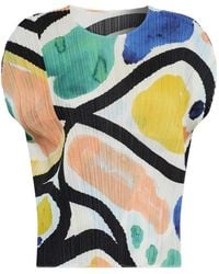 Pleats Please Issey Miyake - Roll Abstract-Print Pleated Blouse - Lyst