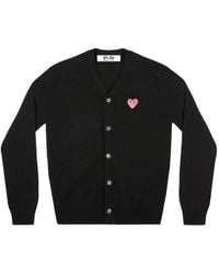 COMME DES GARÇONS PLAY - Heart-Patch V-Neck Cardigan - Lyst