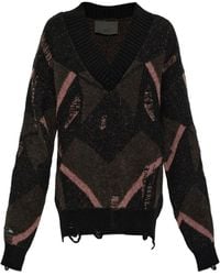 Akep - Distressed V-Neck Sweater - Lyst