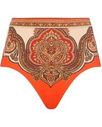 Zimmermann - Mahon Paisley-Print High-Waisted Bikini Bottoms - Lyst