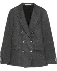 Tagliatore - Double-Breasted Herringbone Blazer - Lyst