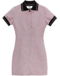 MSGM - Check-Print Mini Dress - Lyst