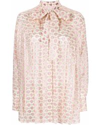 Golden Goose - Pussy-bow Collar Jacquard Blouse - Lyst