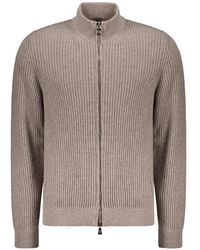 Fedeli - Front Zip High Collar Cardigan - Lyst