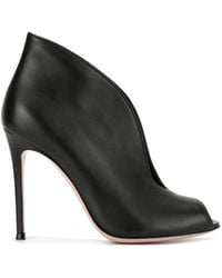 Gianvito Rossi - Vamp 105 Calf Leather Peep-Toe Ankle Boots - Lyst