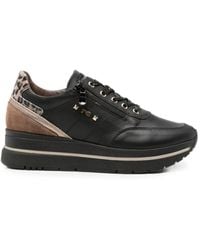 Nero Giardini - Leopard-Print Panelled Leather Sneakers - Lyst