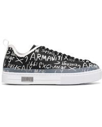 Armani Exchange - Logo Print Lace-up Sneakers - Lyst