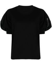 Sacai - Panelled Puff-sleeve Cotton T-shirt - Lyst